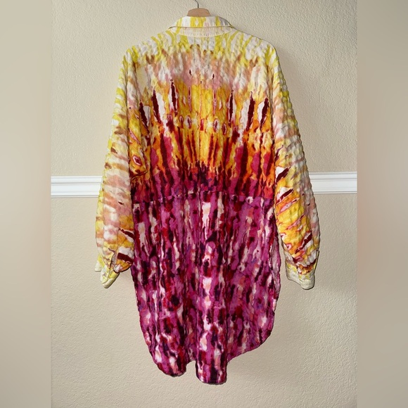 Anthropologie Boho Daria Tie Dye Button Down Tunic Top in Rose Size Large - Picture 3 of 12